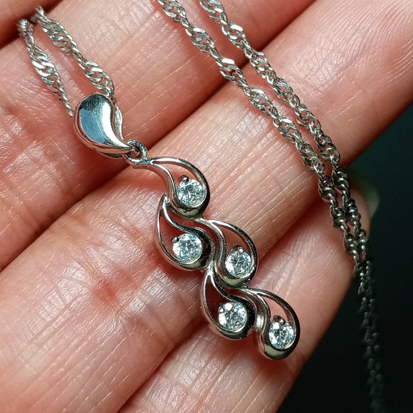 (SOLD) 14K White Gold Gemstone Pendant Necklace, 3.73g - Picture 7 of 11